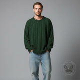 Casual Loose Crew Neck Frayed Pullover Sweater | Gthic.com
