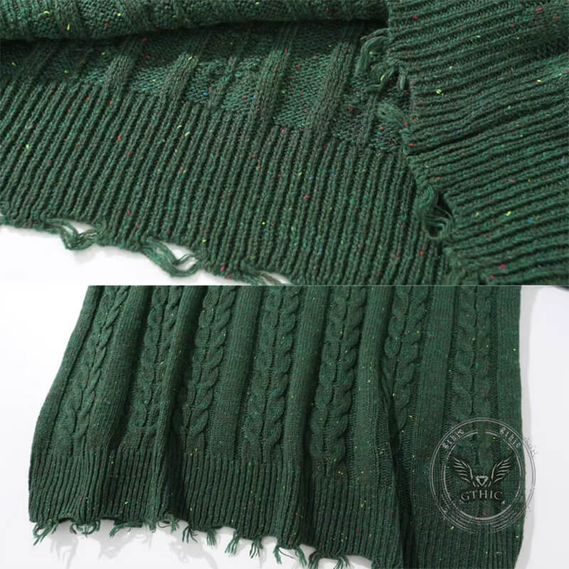 Casual Loose Crew Neck Frayed Pullover Sweater