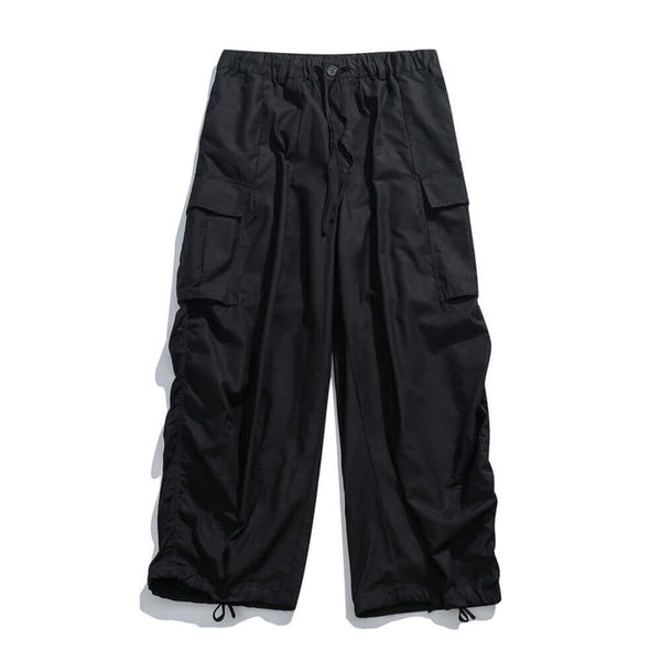 Casual Multi-Pocket Loose Wide-Leg Drawstring Overalls | Ghtic.com