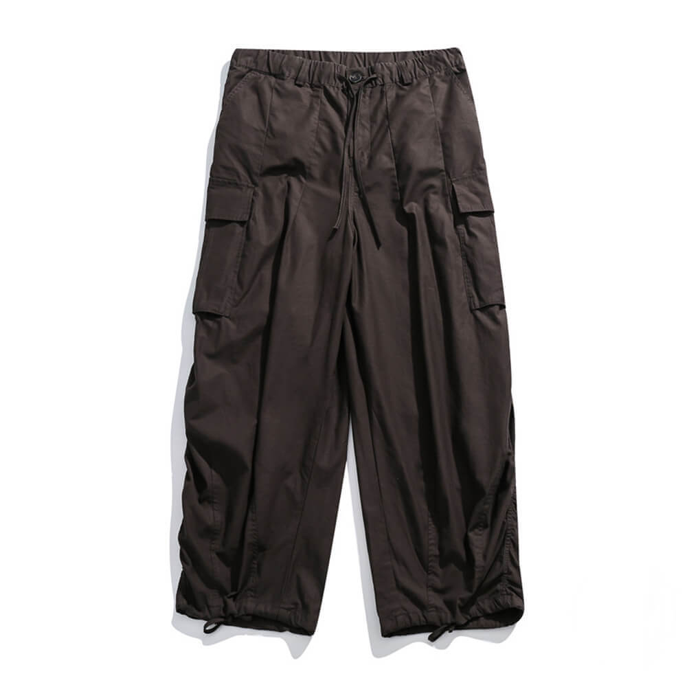 Casual Multi-Pocket Loose Wide-Leg Drawstring Overalls | Ghtic.com