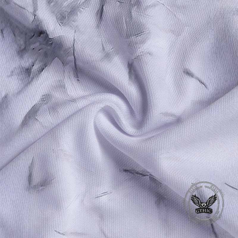 Casual Natural Feather Print Short Sleeve Polo Shirt