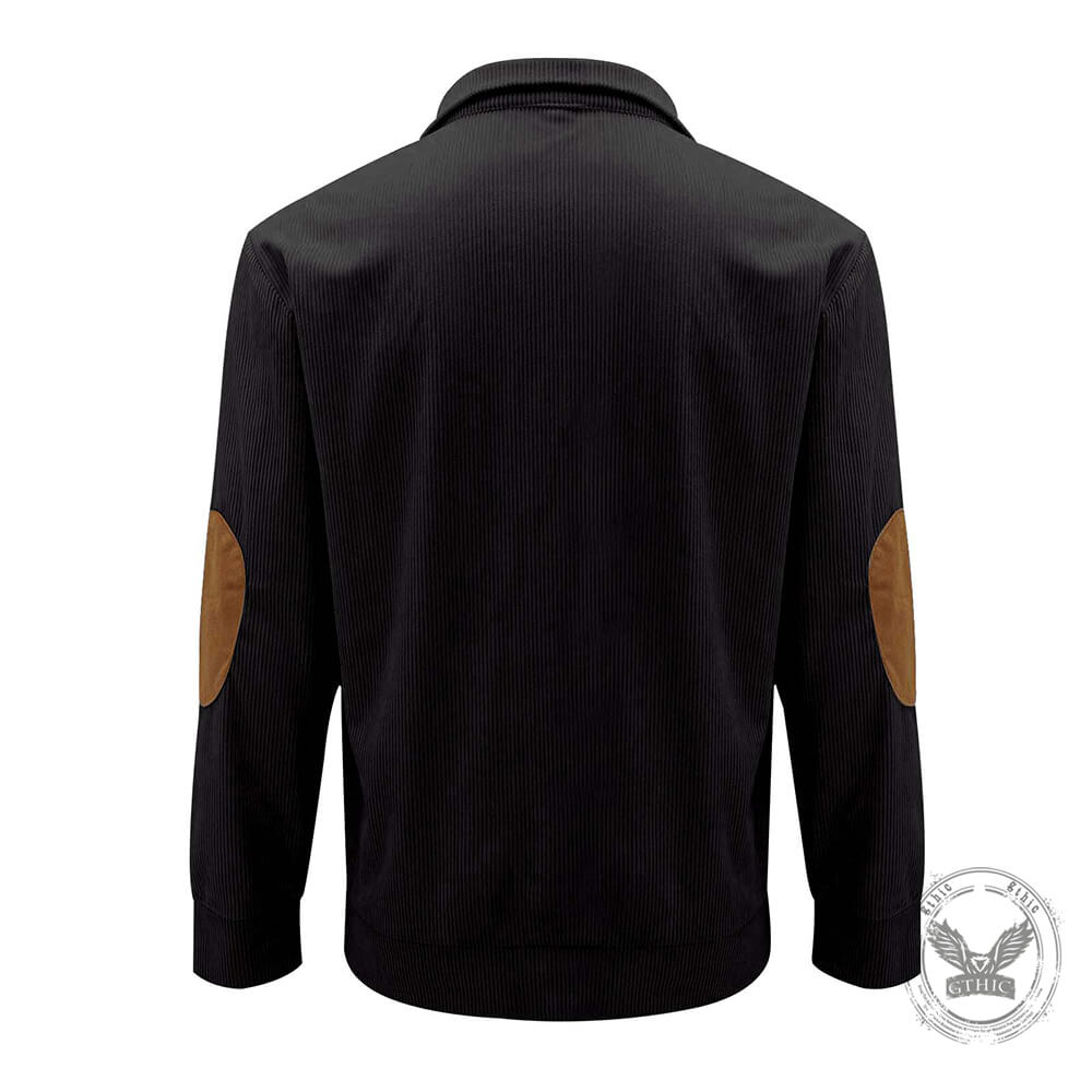 Casual Outdoor Stand Collar Corduroy Knit Sweatshirt