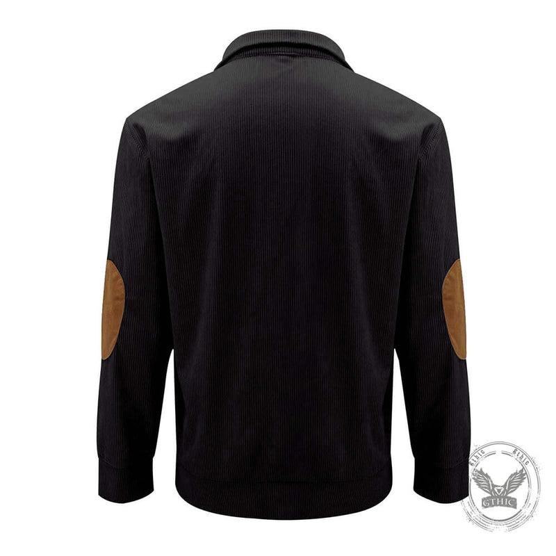 Casual Outdoor Stand Collar Corduroy Knit Sweatshirt