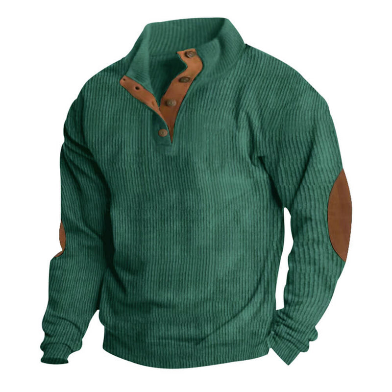 Casual Outdoor Stand Collar Corduroy Knit Sweatshirt