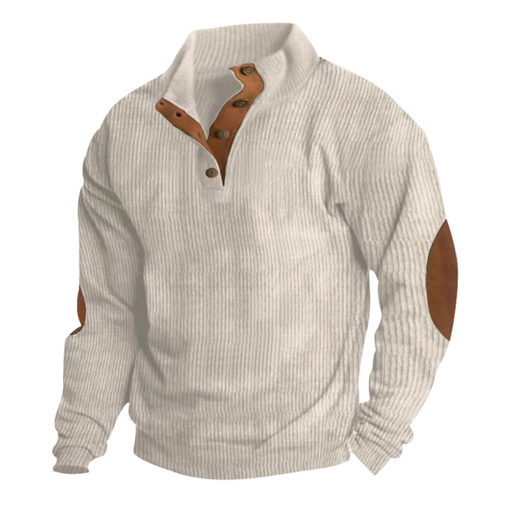 Casual Outdoor Stand Collar Corduroy Knit Sweatshirt | Gthic.com