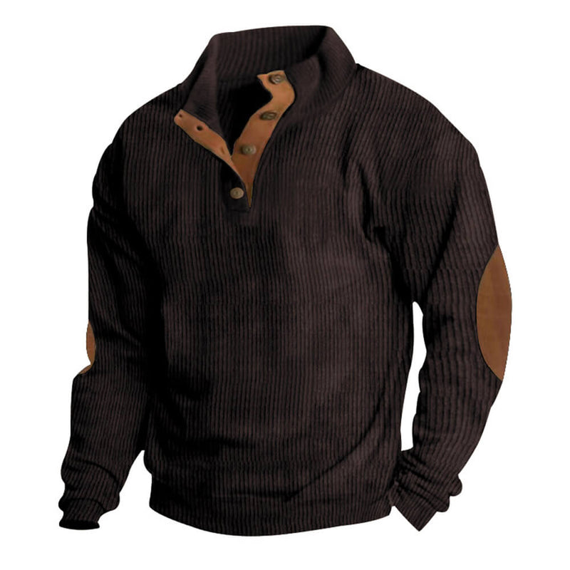Casual Outdoor Stand Collar Corduroy Knit Sweatshirt
