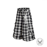Casual Preppy-Style Star-Print Plaid Wide-Leg Shorts