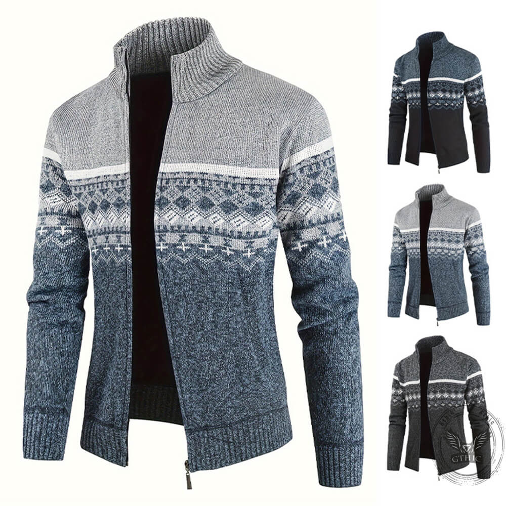 Casual Slim-Fit Turtleneck Knit Sweater Cardigan | Gthic.com