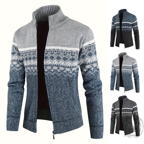 Casual Slim-Fit Turtleneck Knit Sweater Cardigan | Gthic.com