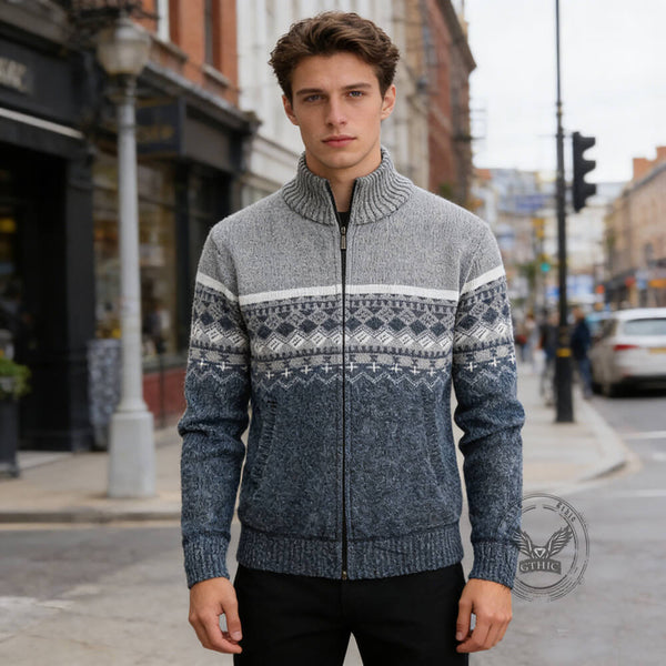 Casual Slim-Fit Turtleneck Knit Sweater Cardigan | Gthic.com