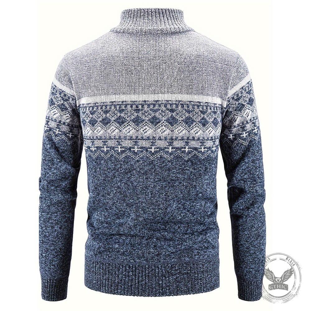 Casual Slim-Fit Turtleneck Knit Sweater Cardigan