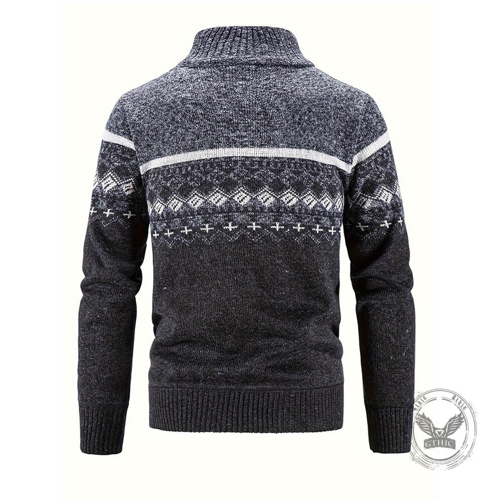 Casual Slim-Fit Turtleneck Knit Sweater Cardigan