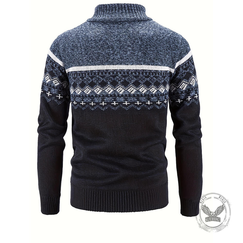 Casual Slim-Fit Turtleneck Knit Sweater Cardigan