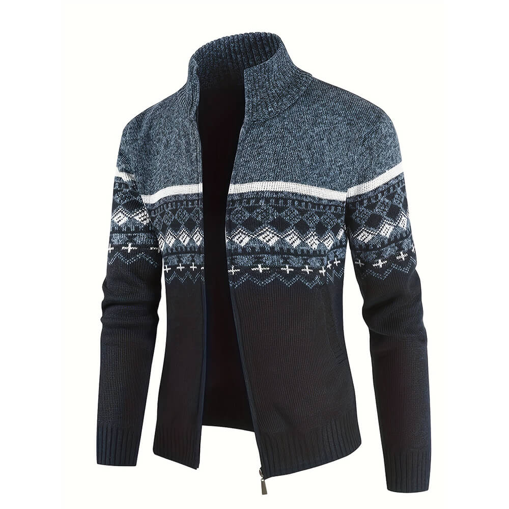 Casual Slim-Fit Turtleneck Knit Sweater Cardigan