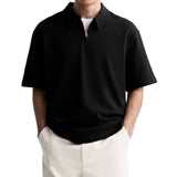 Casual Solid-Color Half-Zip Lapel Polo Shirt | Gthic.com