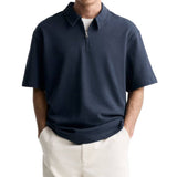 Casual Solid-Color Half-Zip Lapel Polo Shirt | Gthic.com