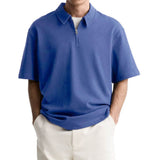 Casual Solid-Color Half-Zip Lapel Polo Shirt