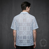 Casual Solid Color Cut-Out Lace Short-Sleeve Shirt | Gthic.com