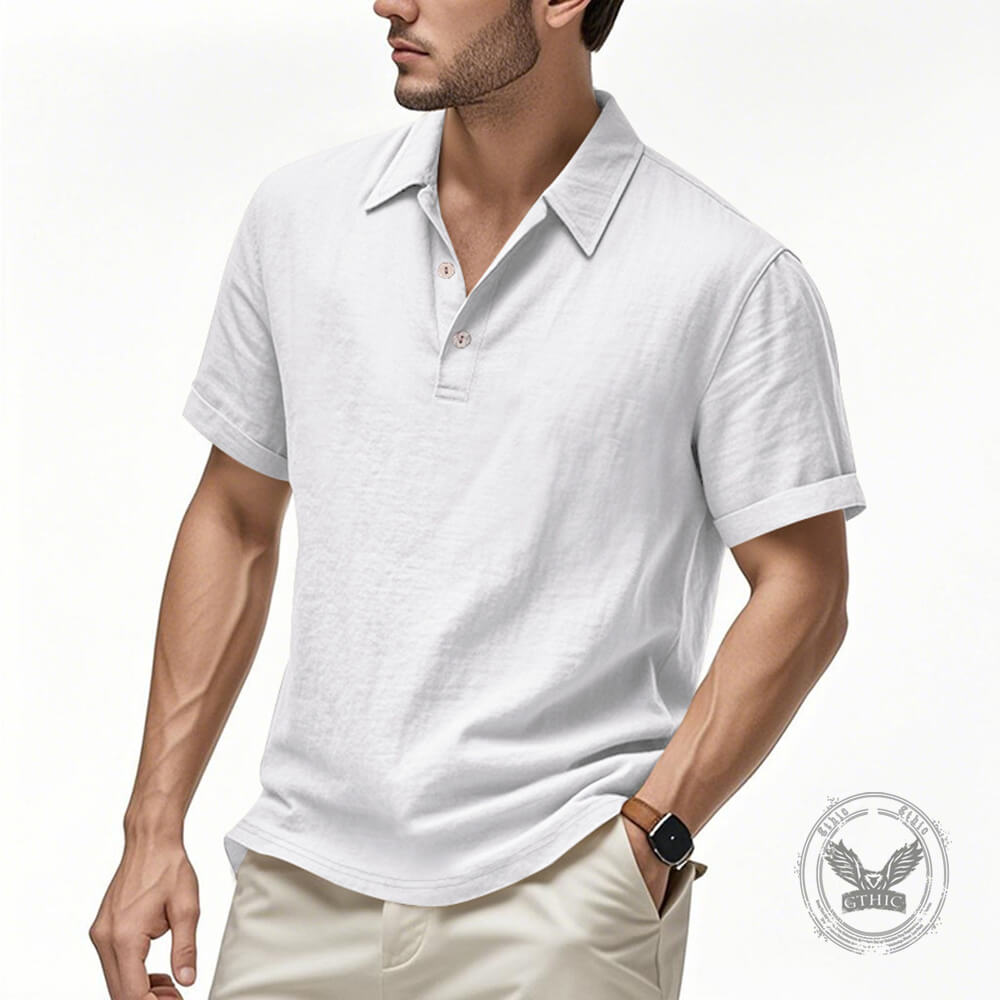 Casual Solid Color Loose Breathable Collared Polo Shirt | Gthic.com