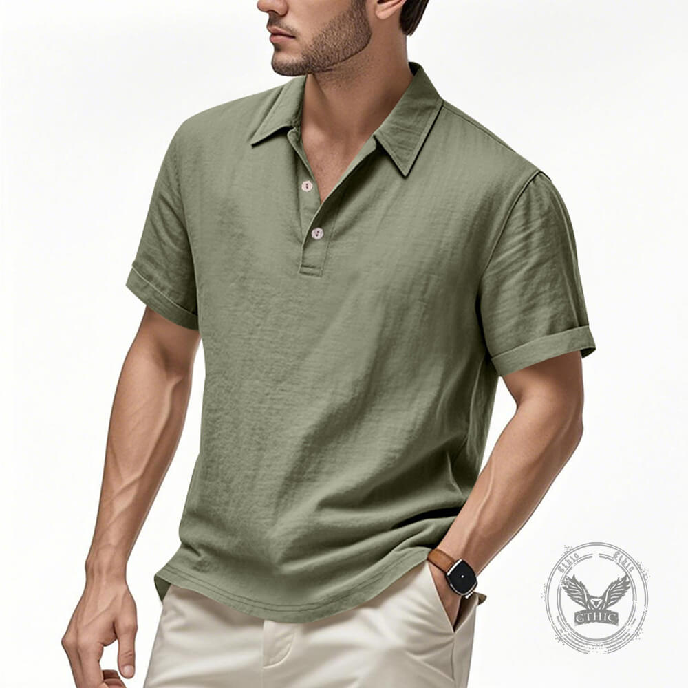 Casual Solid Color Loose Breathable Collared Polo Shirt | Gthic.com