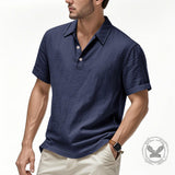 Casual Solid Color Loose Breathable Collared Polo Shirt