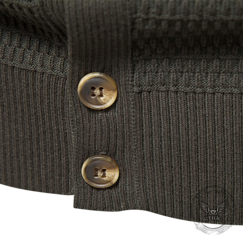 Casual Solid Color Stand Collar Knitted Cardigan