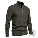 Casual Solid Color Stand Collar Knitted Cardigan