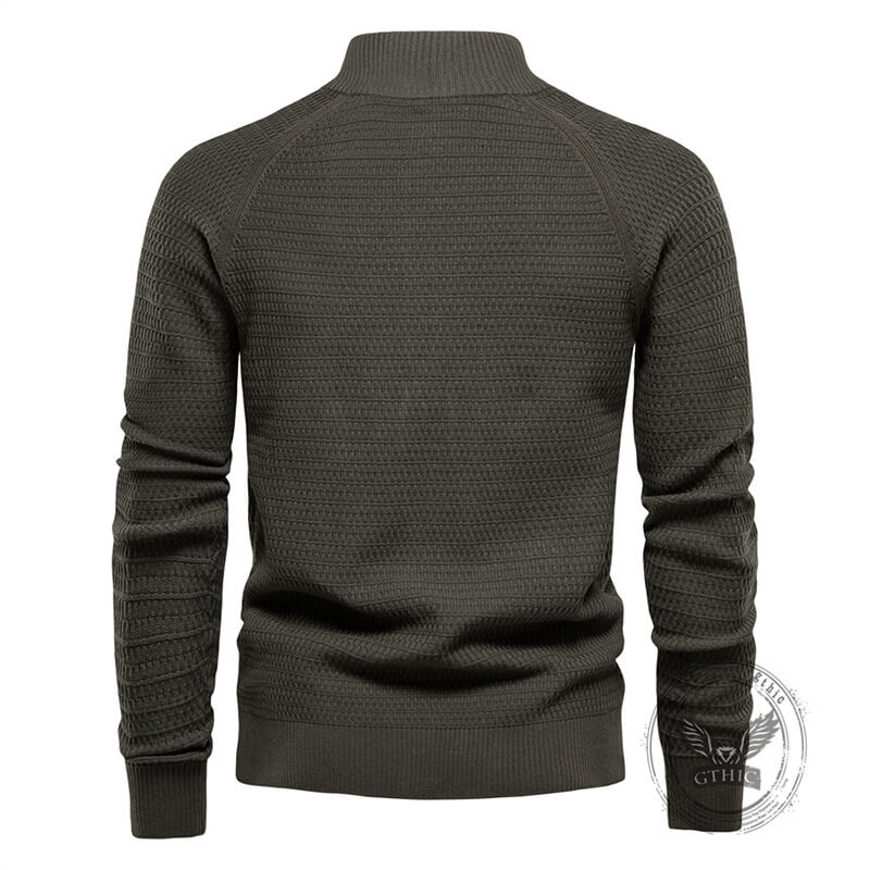 Casual Solid Color Stand Collar Knitted Cardigan