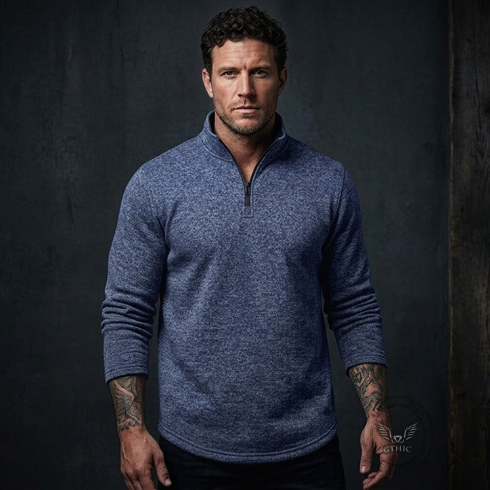 Casual Stand-Collar Stretch Knit Pullover Top | Gthic.com