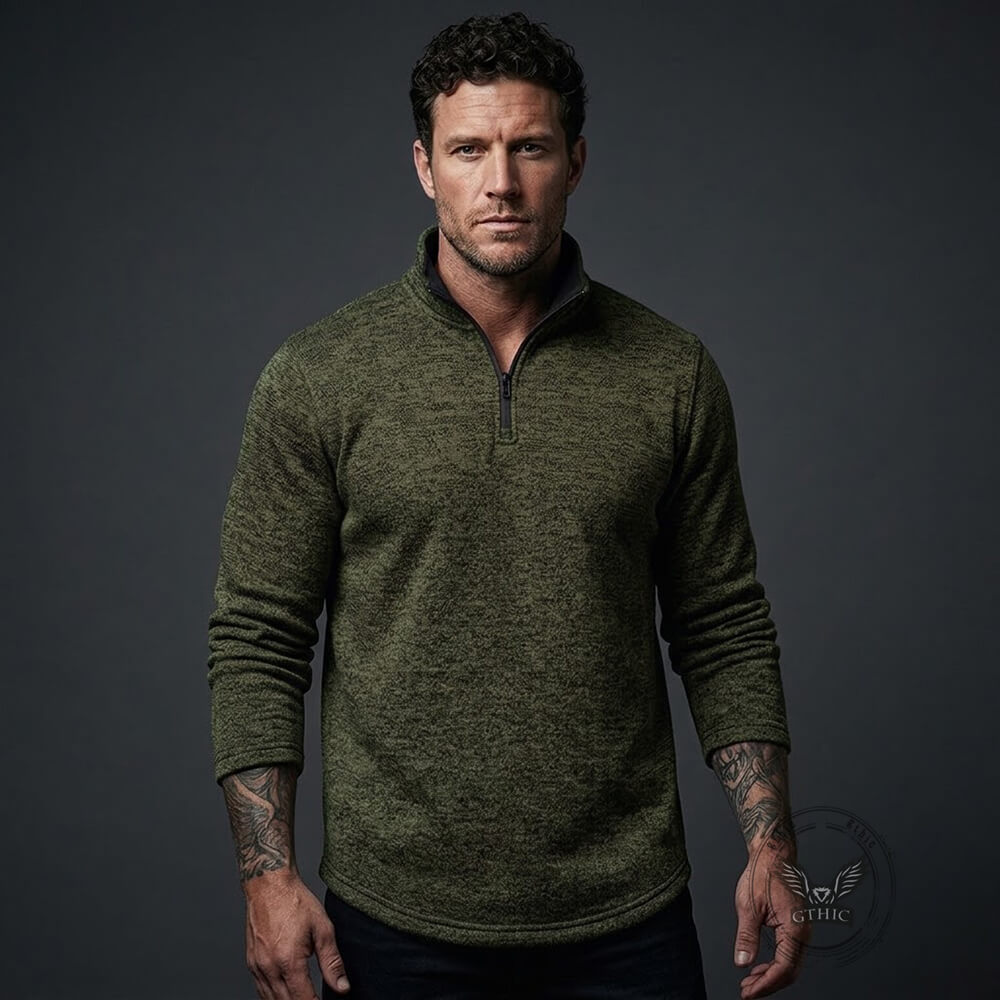 Casual Stand-Collar Stretch Knit Pullover Top | Gthic.com