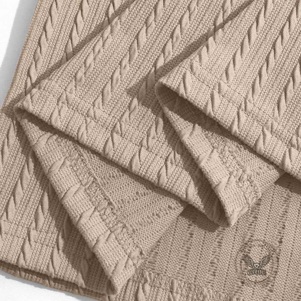 Casual Textured Jacquard Henley Knit Shirt