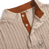 Casual Textured Jacquard Henley Knit Shirt