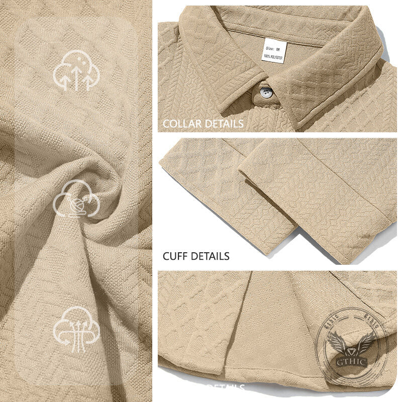 Casual Woven Single-Breasted Lapel Long-Sleeved Shirt