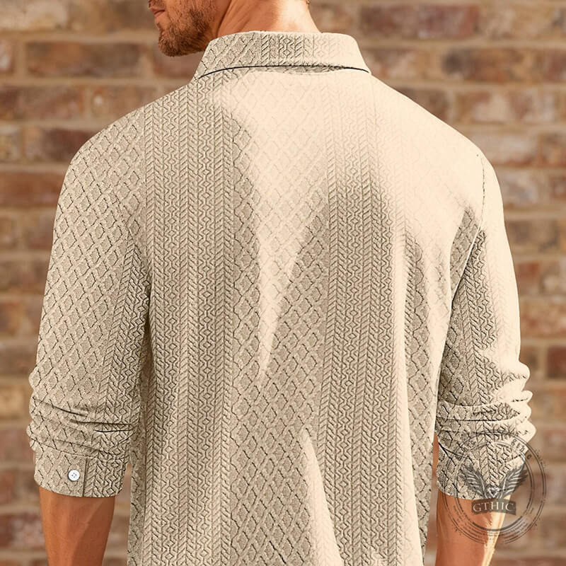 Casual Woven Single-Breasted Lapel Long-Sleeved Shirt | Gthic.com