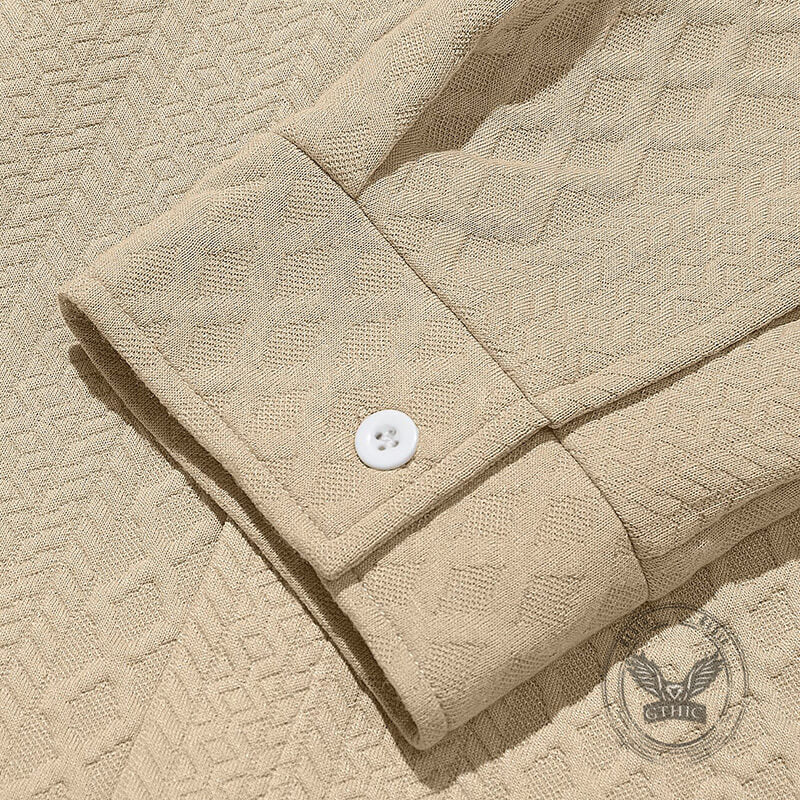 Casual Woven Single-Breasted Lapel Long-Sleeved Shirt