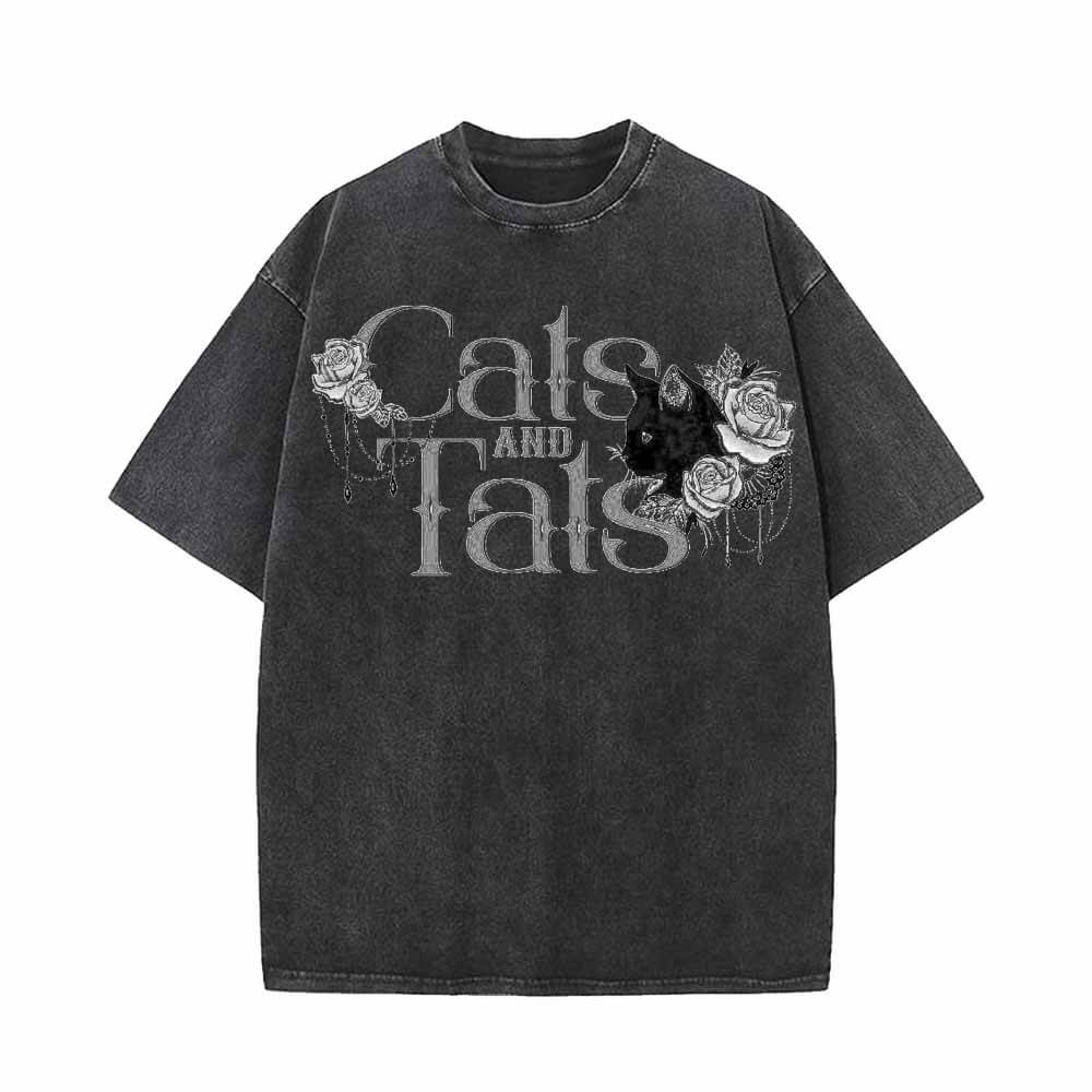 Cats And Tats Vintage Washed T-shirt Vest Top | Gthic.com