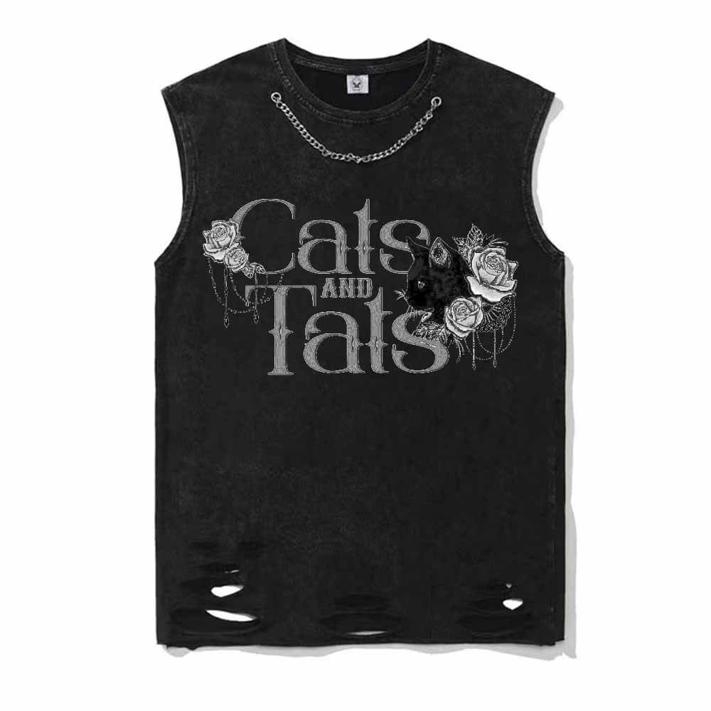Cats And Tats Vintage Washed T-shirt Vest Top | Gthic.com