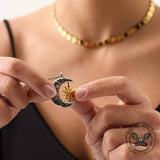 Celestial Sun Moon Stainless Steel Spinner Pendant | Gthic.com