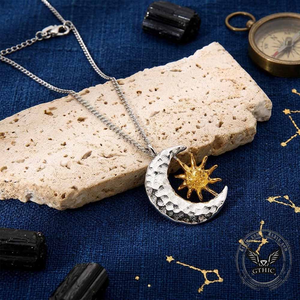 Celestial Sun Moon Stainless Steel Spinner Pendant
