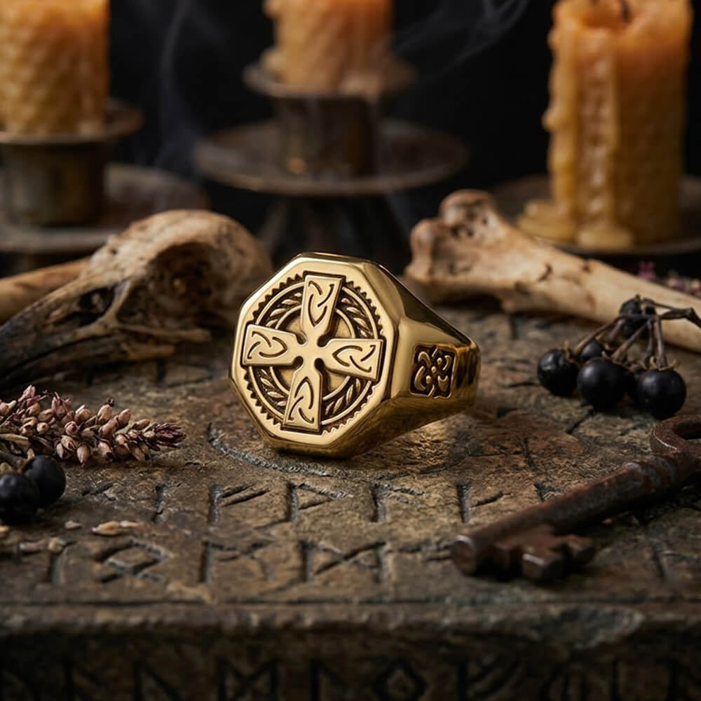 Celtic Cross Eternity Knot Stainless Steel Viking Ring