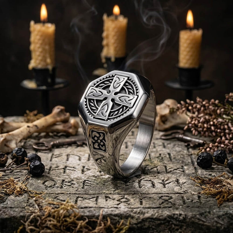 Celtic Cross Eternity Knot Stainless Steel Viking Ring – GTHIC
