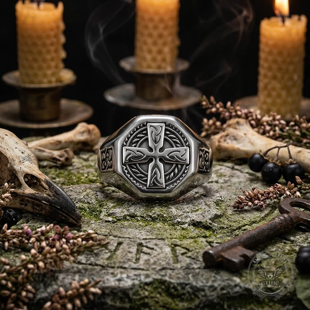 Celtic Cross Eternity Knot Stainless Steel Viking Ring