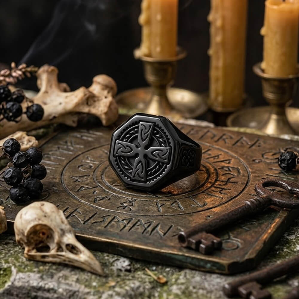 Celtic Cross Eternity Knot Stainless Steel Viking Ring