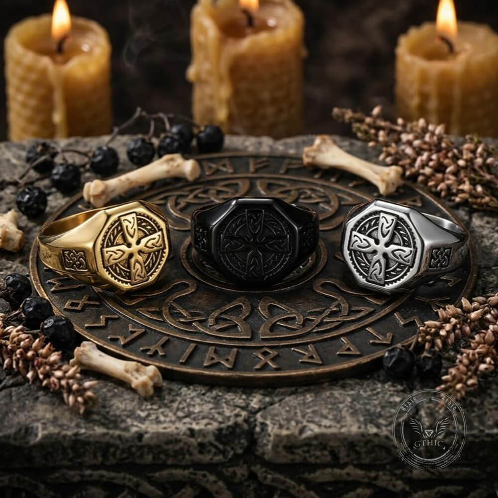 Celtic Cross Eternity Knot Stainless Steel Viking Ring | Gthic.com