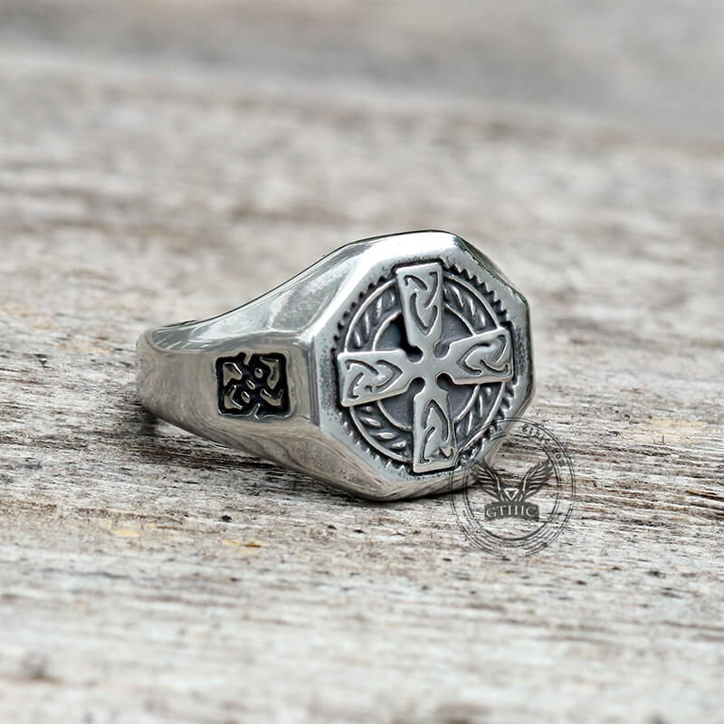 Celtic Cross Stainless Steel Viking Ring | Gthic.com