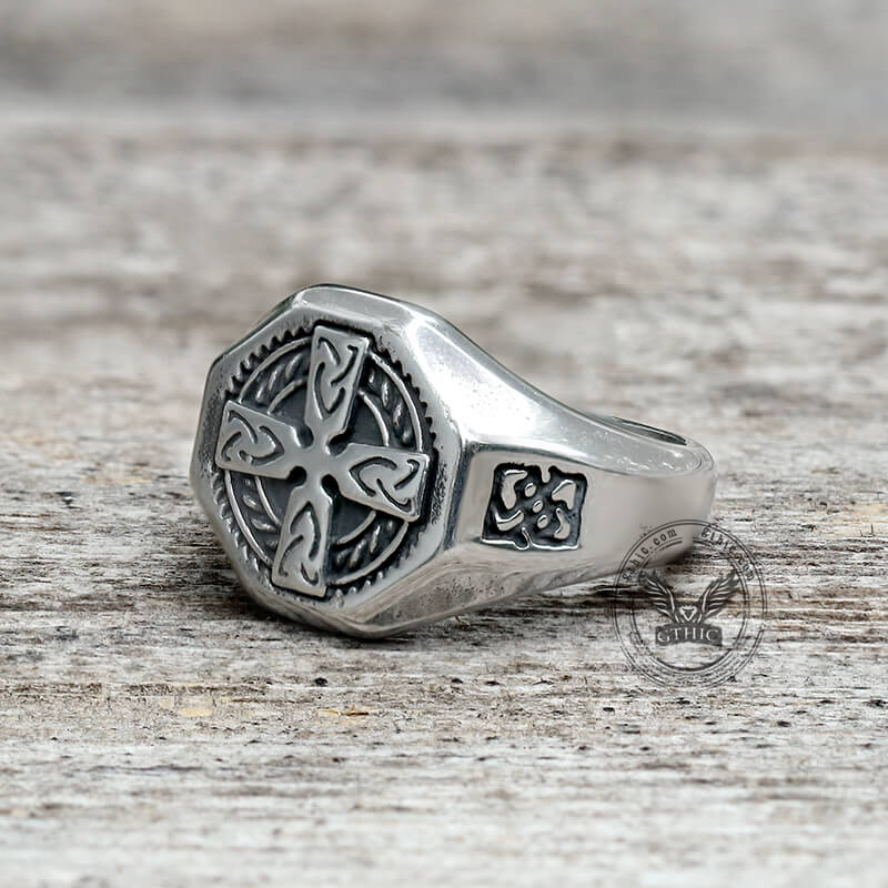 Celtic Cross Stainless Steel Viking Ring | Gthic.com
