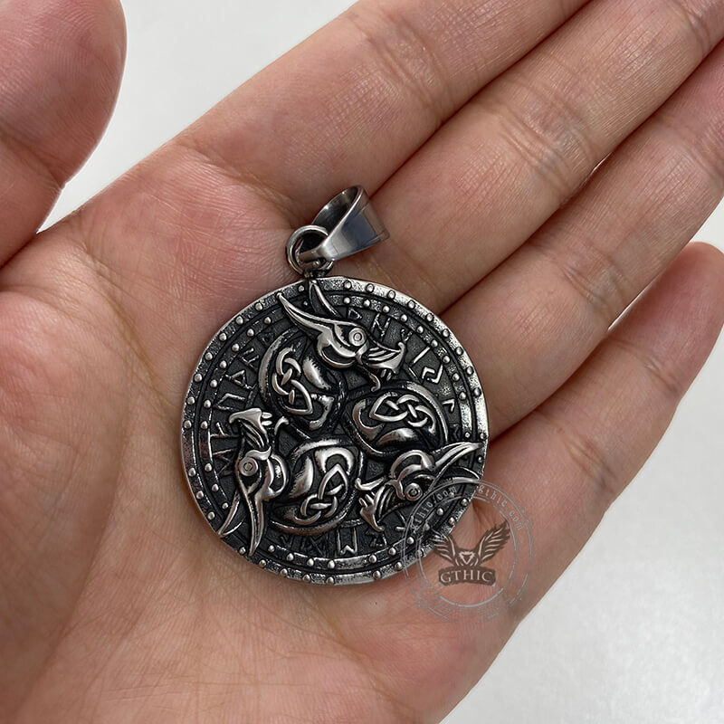 Celtic Dragon Runes Stainless Steel Viking Pendant