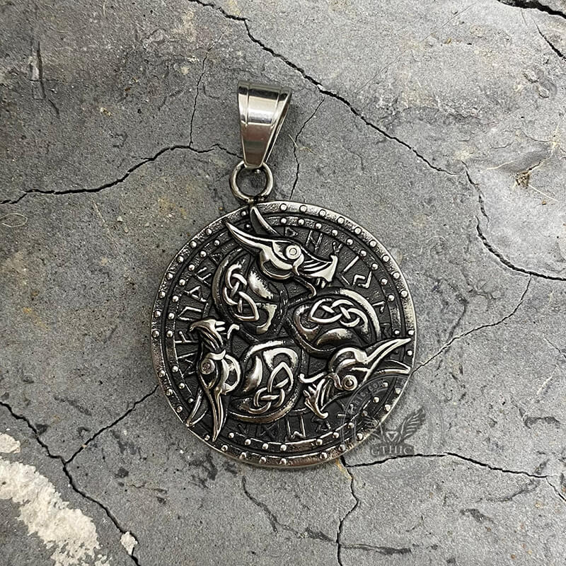 Celtic Dragon Runes Stainless Steel Viking Pendant | Gthic.com