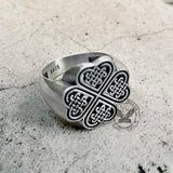 Celtic Four Leaf Clover Sterling Silver Ring | Gthic.com
