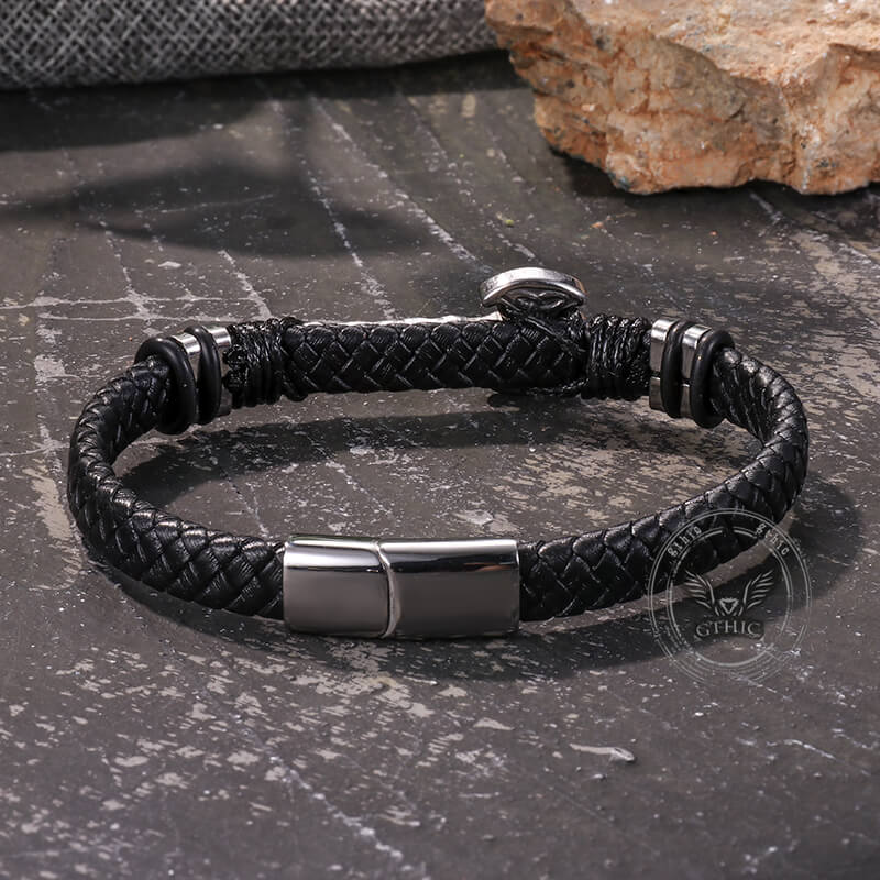 Celtic Knot Axe Stainless Steel Leather Bracelet